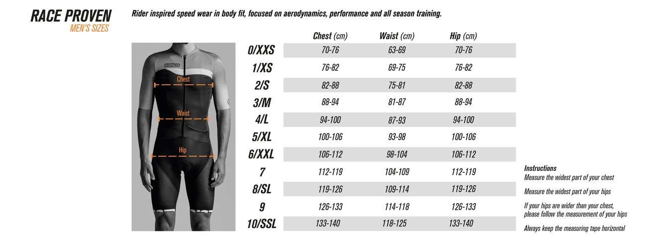 Bioracer Size Chart